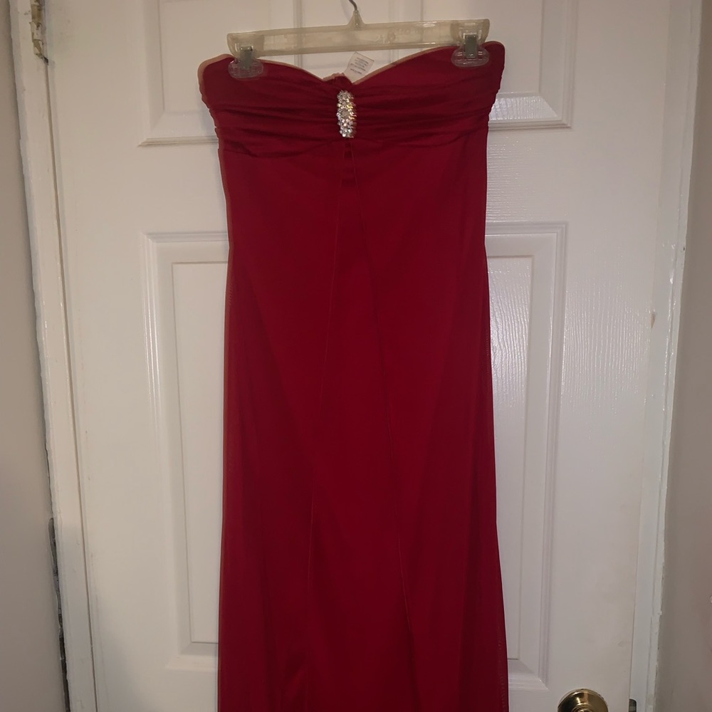 Red chiffon gown